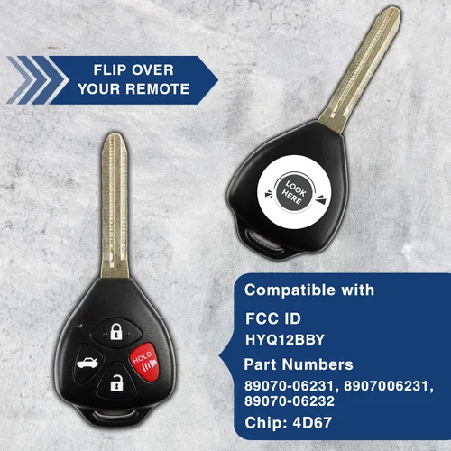 Miniatura 5 de Llave de repuesto para automóvil con mando a distancia, paquete de 2, de KeylessOption, Negro