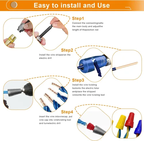Miniatura 3 de Luckyway - Pelacables de alambre para taladro con herramienta profesional de pelado y torsión de alambre para electricistas, herramienta de torsión