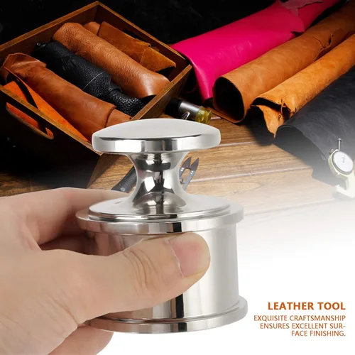 Miniatura 3 de Herramienta de prensa de cuero de acero inoxidable, pisapapeles de metal, fácil de sostener, herramienta de trabajo de cuero de peso pesado plateado