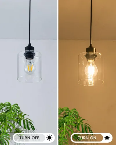 Miniatura 4 de 1 lámpara colgante de isla de cocina, moderna lámpara colgante de granja, lámpara de techo negra ajustable de 39 pulgadas para comedor, base E26