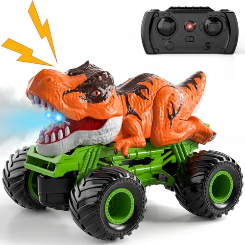 Bennol Coche de Control Remoto de Dinosaurio para Niños, Camión de Dinosaurio RC de 2.4Ghz para Pequeños, Juguetes de Coche RC de Juguete Eléctrico