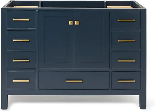 Miniatura 71 de ARIEL Cambridge - Mueble base de tocador de baño de 36 pulgadas, madera maciza, 2 puertas de cierre suave, 5 cajones de cola de milano