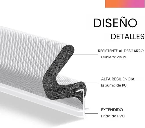 Miniatura 5 de 40 pies de longitud extra larga Cinta de sellado Kerf para puertas con burlete para espacios grandes y fácil instalación (blanco)