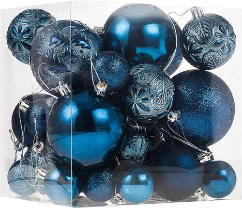 Miniatura 7 de Senjie Adornos de Navidad inastillables marrones, 32 bolas esféricas para árboles de Navidad
