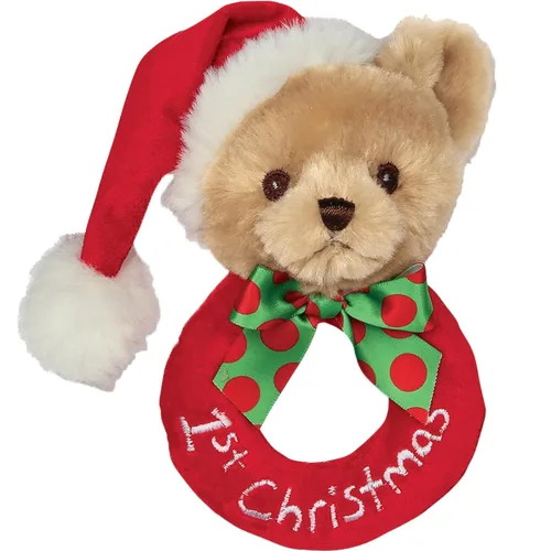Bearington Baby 1st Christmas - Oso de peluche de 5.5 pulgadas, sonajeros suaves y anillos de peluche, para edades de 0 a 14 años