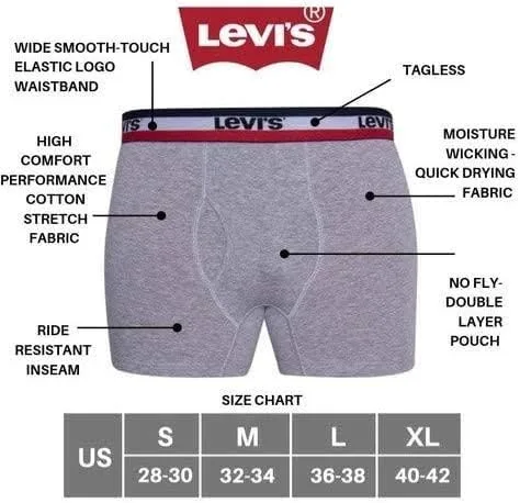 Miniatura 5 de Levi's Calzoncillos tipo bóxer para hombre, algodón elástico transpirable para hombre, paquete de 3