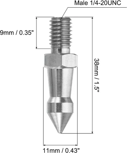Miniatura 2 de PATIKIL Pico de trípode de rosca de 1/4 pulgadas, paquete de 6 trípode para cámara, tornillo de pico de acero inoxidable, adaptador de montaje