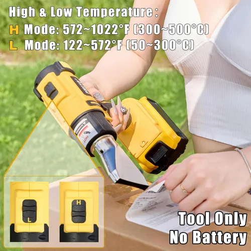 Miniatura 3 de Pistola de Calor Inalámbrica para Batería Dewalt 20v, Pistola de Aire Caliente de Soldadura de Calentamiento Rápido 350W, Configuración de 2