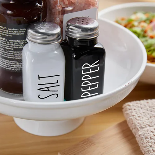 Miniatura 6 de Juego de salero y pimentero, salero de vidrio de 2.7 onzas con tapa de acero inoxidable, decoración moderna y accesorios de cocina en blanco y Negro