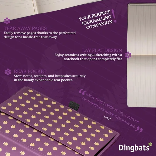Miniatura 5 de Dingbats* Cuaderno de escritura con cuadrícula de vida silvestre A5, tapa dura de cuero vegano, ideal para trabajo, viajes, bolsillo, cierre