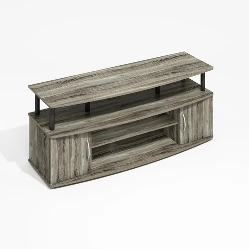 Miniatura 9 de Furinno Jaya Soporte de TV, centro de entretenimiento de 3 niveles con estante abierto, consola de TV para TV de hasta 50 pulgadas con Roble ámbar
