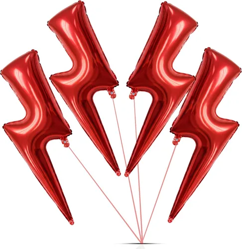 Miniatura 8 de Deekin 4 globos de 45 pulgadas con forma de rayo para fiestas, globos con forma de rayo para decoración de cumpleaños, boda, baby shower (negro)