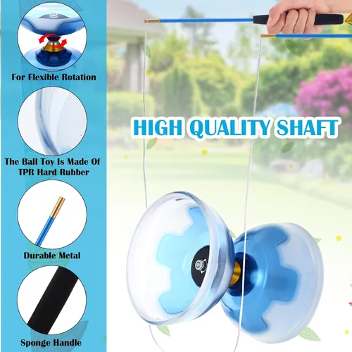 Miniatura 4 de Simgoing El juego de diábolo chino Yoyo incluye colorido yoyo chino con 2 palos de diábolo, 1 cuerda y 1 bolsa de red para diversión