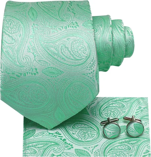 Miniatura 25 de Dubulle Corbata tejida de cachemira para hombre y gemelos de pañuelo para hombre, conjunto de gemelos para boda formal y negocios