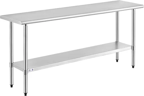 Miniatura 47 de Mesa de acero inoxidable para preparación y trabajo con protector contra salpicaduras, 24x72 pulgadas