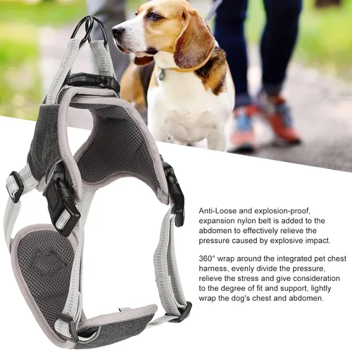 Miniatura 6 de Dog Vest Harness Adjustable Reflective Safety Pet Chest Strap for Large Medium Dogs Black Polyester Nylon One Size (S)
