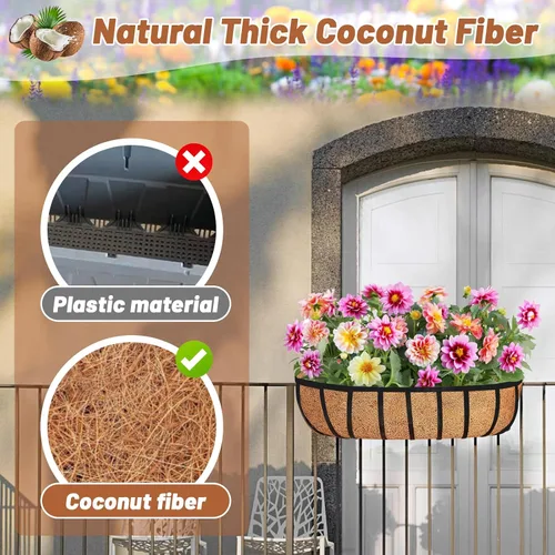 Miniatura 3 de Coco Liner 30 pulgadas, 3 piezas de repuesto para cestas colgantes para macetas Revestimientos naturales de coco de reemplazo en forma de media