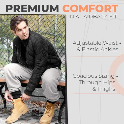Miniatura 3 de UNIQUE STYLES ASFOOR Pantalones deportivos de forro polar para hombre, pantalones de descanso para hombre, pantalones deportivos para hombre