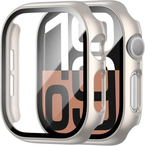 Miniatura 15 de Paquete de 2 fundas rígidas de policarbonato compatibles con Apple Watch, con protector de pantalla de cristal templado sin burbujas para accesorios