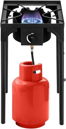 Miniatura 10 de Henf Estufa de campamento para exteriores, cocina portátil de gas propano de alta presión con regulador ajustable de 0-20 PSI, patas ajustables