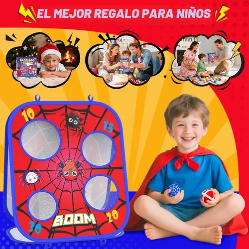 Miniatura 7 de Juego de Lanzamiento de Bolsas de Frijoles Araña, Tablero de Cornhole 3-en-1, Juguetes al Aire Libre para Niños, Actividad de Fiesta Familiar