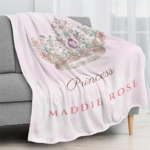 Miniatura 2 de Mantas de bebé personalizadas con nombre, mantas de bebé personalizadas para niñas, regalos de bebé, manta personalizada con corona de princesa