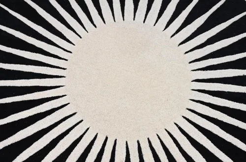 Miniatura 4 de Restoration and Renovation - Alfombra redonda moderna – Acolchada a mano con 100% lana de Nueva Zelanda, alfombra circular gruesa y suave para Negro
