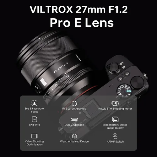 Miniatura 2 de Viltrox 27mm F1.2 Pro E Mount Lente, Lente APS-C de Apertura Amplia de 27mm f/1.2 con Autofoco Compatible con Sony E Mount Mirrorless a7 a6700 a6500