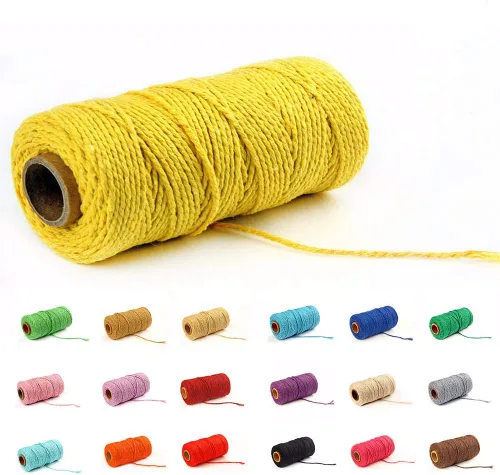 Miniatura 20 de Cordón de macramé de algodón 2 mm x 109 yardas, cuerda de algodón colorida para manualidades DIY, ganchos de plantas (Beige)