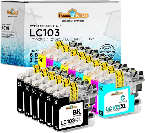 Houseoftoners Cartucho de tinta remanufacturado para Brother LC103XL Reemplazo de alto rendimiento para Brother LC103XL MFC-J245 J285DW J4310DW