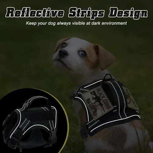Miniatura 4 de Arnés táctico para perro, pequeño, chaleco militar K9 para cachorro, arnés para entrenamiento al aire libre, XS con asa Negro