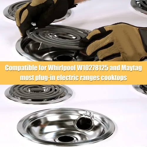 Miniatura 3 de Juego de 4 cuencos reflectantes cromados universales para estufas de gas, anillos para quemadores compatibles con Whirlpool W10278125 W10196405