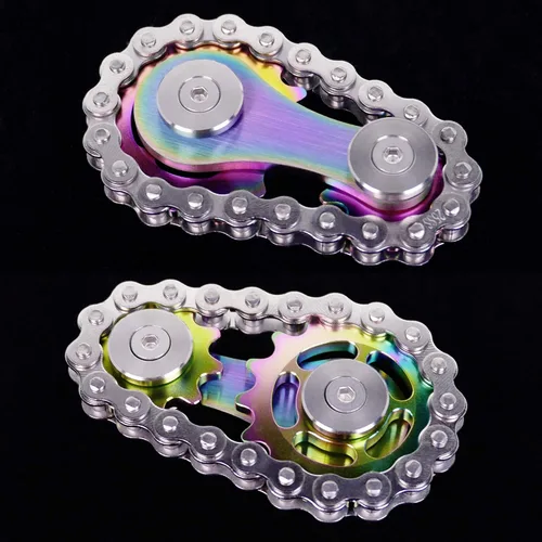 Miniatura 9 de Fidget Spinner, eslabón de cadena de bicicleta Spinner diseño 2 engranajes Figity Spin Finger Games, mecánica duradera de acero inoxidable