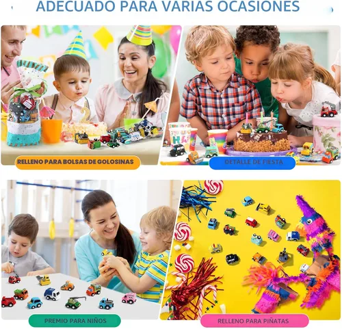 Miniatura 5 de Fajiabao 18 autos de juguete para niños pequeños, mini autos de tracción hacia atrás, camiones, rellenos de piñata para niños, recuerdos de fiesta