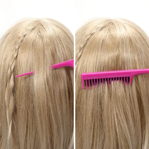 Miniatura 6 de Leinuosen Peine de cola de rata triple de 8 pulgadas con púa para mujer, corte ligero, seccionado, peine de dientes finos para retropeinar, añadir