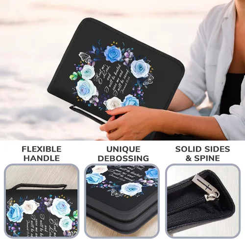 Miniatura 11 de DEHITE Funda para la Biblia para mujer, bolsas de transporte de la Biblia, tamaños medianos y grandes, ranuras para bolígrafos, tela de primera
