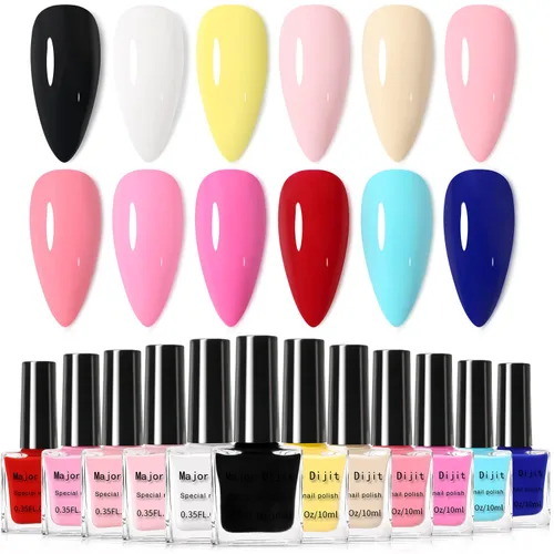 Major Dijit Juego de esmalte de uñas de 12 colores de secado rápido primavera-verano, esmalte de uñas popular de color caramelo dulce, kit de arte