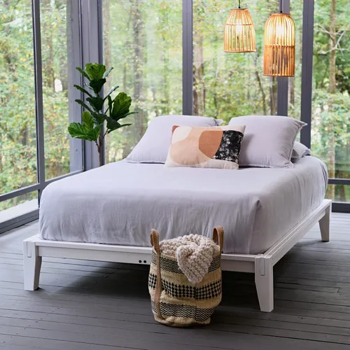 Miniatura 10 de Main + Mesa Yume - Cama moderna de plataforma de madera maciza con carpintería japonesa, acabado negro, tamaño Queen