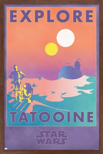 Miniatura 10 de Trends International Star Wars: Tatooine - Póster de pared de Explore Tatooine, 14.725 x 22.375 pulgadas, versión enmarcada de madera de granero