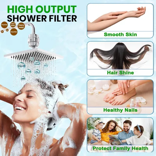 Miniatura 7 de Filtro de cabezal de ducha que reduce el cloro de agua dura y metales pesados para calmar la piel seca con picazón, la caspa y el eccema para una