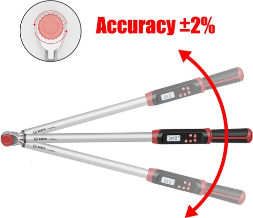 Miniatura 6 de VANPO Llave dinamométrica digital de 1/2 pulgada, 12.5-250.8 ft-lb/17-340Nm, llave dinamométrica electrónica con zumbador e indicador LED, precisa