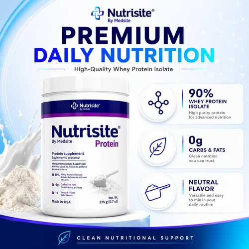 Miniatura 2 de Nutrisite Proteína de suero en polvo 90% – Proteína en polvo sin sabor para niños y adultos, cero carbohidratos, sin gluten y sacarosa, fácil
