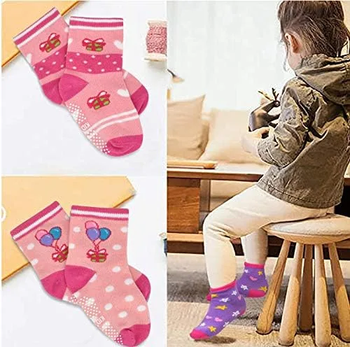 Miniatura 6 de Tphon 12 pares de calcetines antideslizantes con agarre en la parte inferior antideslizante, de algodón antideslizante para niños, niñas, niños