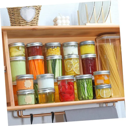 Miniatura 5 de Angoily Paquete de 6 tarros transparentes de 8 onzas con tapas, tarros de almacenamiento vacíos, tarros de boca regular, tarros de ensalada, tarros