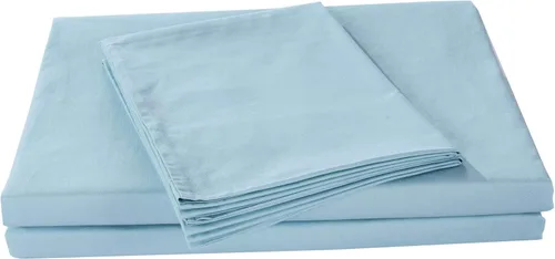 Miniatura 8 de DaDa Bedding - Lujoso juego de sábanas bajeras de algodón suave, color azul pastel sereno con fundas de almohada a juego, diseño de bolsillo
