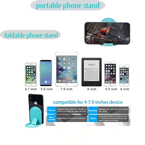Miniatura 2 de Prettyia Soporte para teléfono celular, portátil, plegable, para escritorio, ángulo ajustable, compatible con iPhone y otros teléfonos móviles