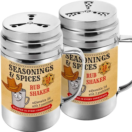 Miniatura 8 de CUSINIUM [Paquete de 2] Cocteleras de especias de condimentos de 10 onzas, coctelera seca para barbacoa, draga de cocina con tapa ajustable
