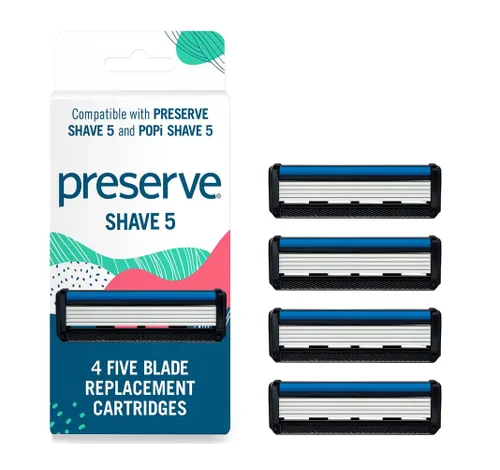 Miniatura 15 de Preserve Shave 5 Maquinilla de afeitar recargable de cinco hojas, hecha de materiales reciclados, rojo amapola Poppy Red