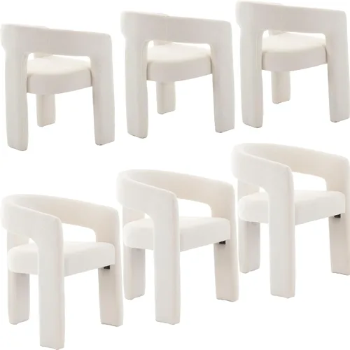 Miniatura 65 de HNY Juego de 6 sillas modernas de barril para cocina y comedor, sillas acentuadas tapizadas en lino con brazo, sillas de tocador laterales de 47 cm