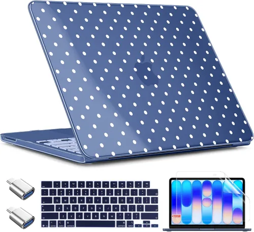 Miniatura 34 de TWOLSKOO Funda para MacBook Neo de 13 pulgadas 2026 A3404 A18 Pro Chip, carcasa rígida de plástico con adaptador tipo C, 2 fundas para cámara web